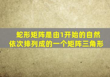 蛇形矩阵是由1开始的自然依次排列成的一个矩阵三角形